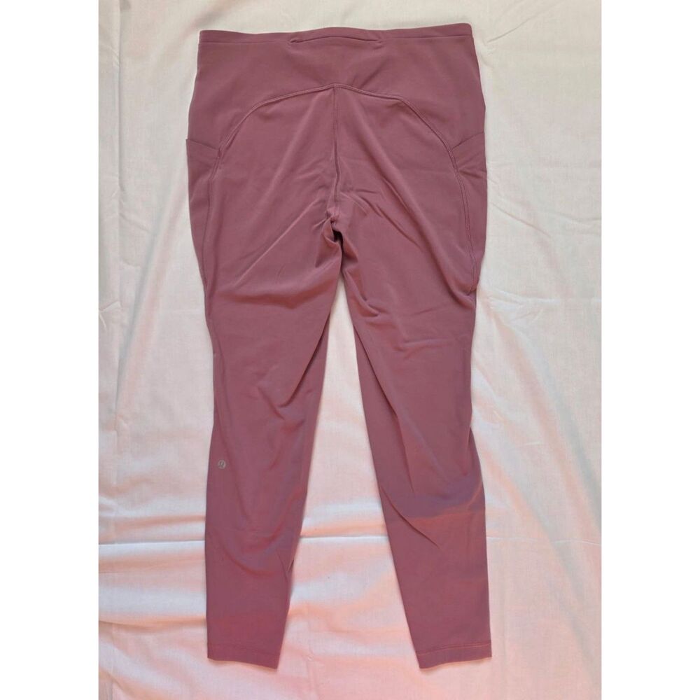 Lululemon Fast and Free High-Rise Leggings Mauve Pink Pockets Reflective